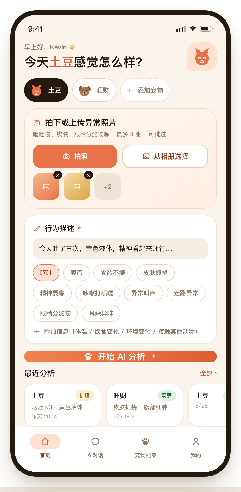 首页:AI分析入口